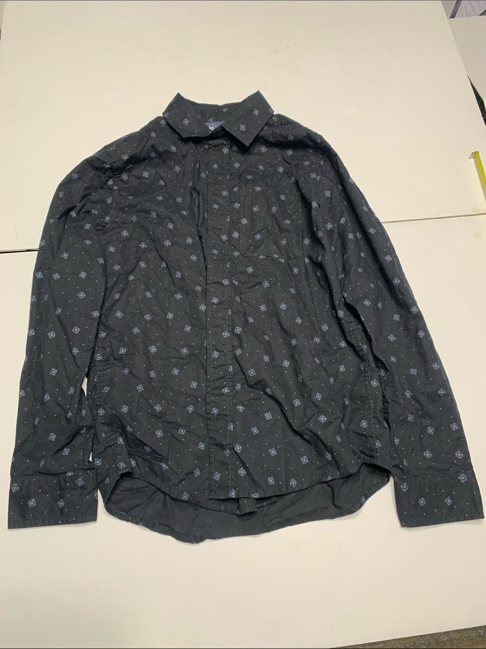 The Children's Place Black Printed Long-Sleeve Button-Down Shirt